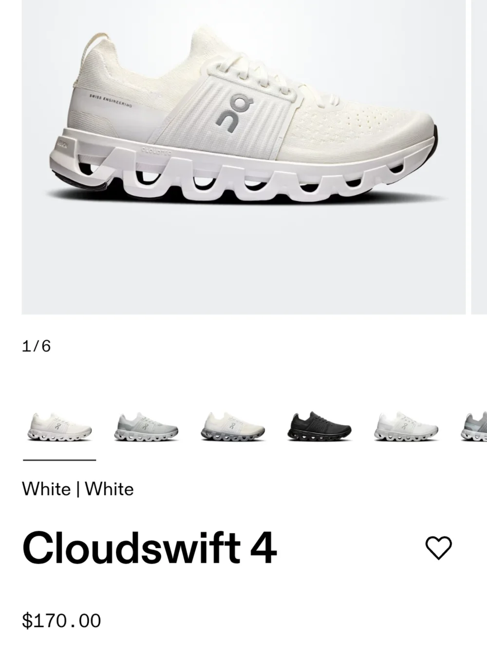 On Cloudswift All-White Running 4 running Sneakers size M10.5